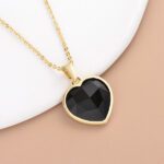 Naszyjnik Czarny Obsydian Serduszko