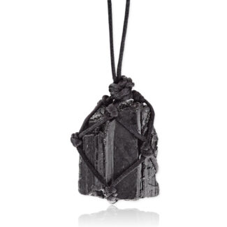 Czarny turmalin - surowa bryłka - naszyjnik