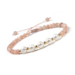 Kamień słoneczny i perła słodkowodna - bransoletka