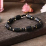 Bransoletka Czarny Turmalin i Kamień Wulkaniczny
