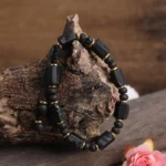 Bransoletka Czarny Turmalin i Kamień Wulkaniczny