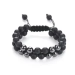 Bransoletka czarny agat i hematyt