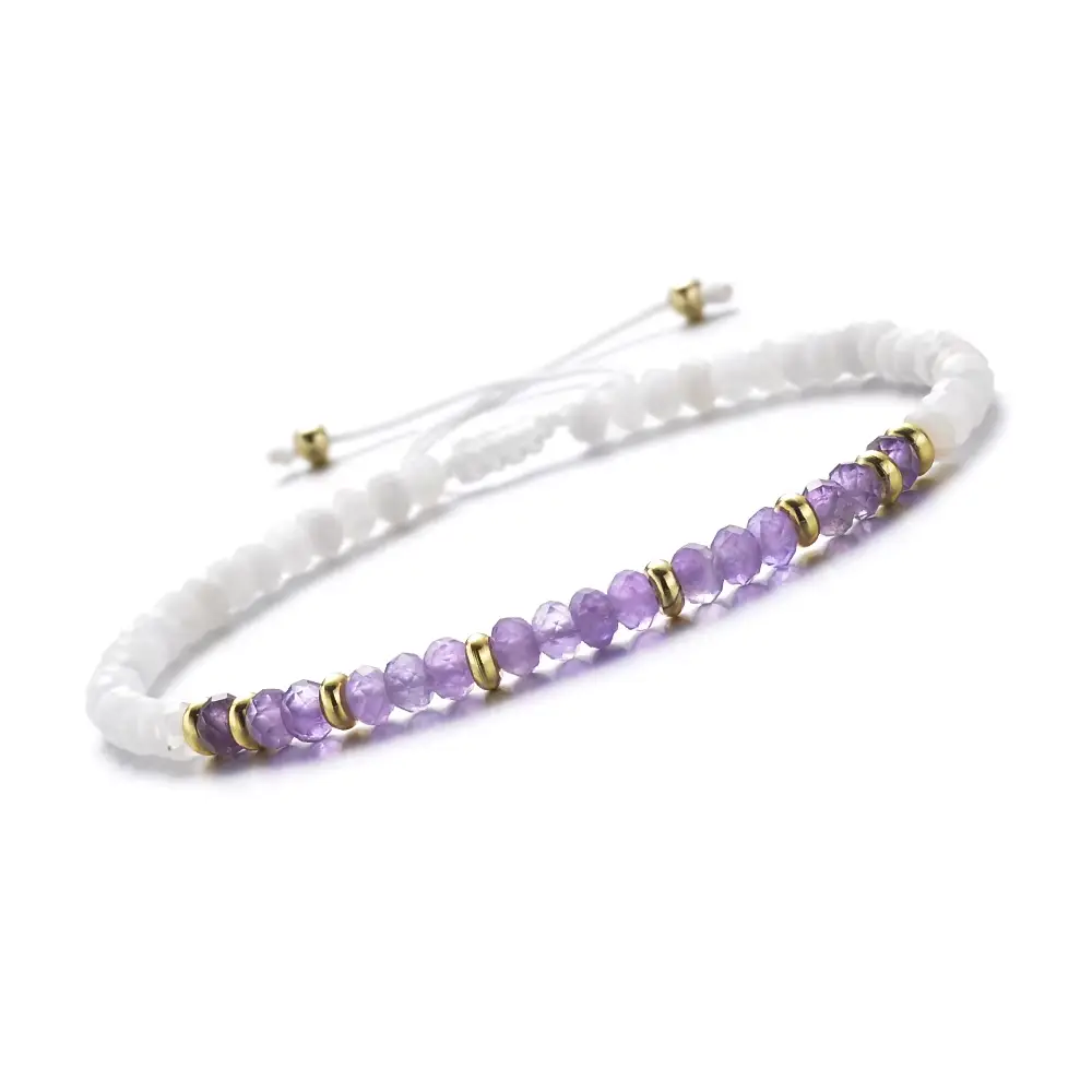Bransoletka z kamieniem księżycowym i ametystem