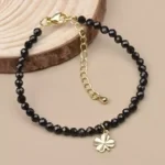 Bransoletka koniczyna - czarny spinel