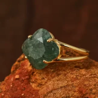 pierścionek zielony awenturyn - koniczyna