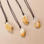 Naszyjnik z  Cytrynem na Rzemyku