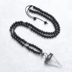 Naszyjnik lawa i kryształ górski