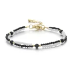 Podwójna bransoletka czarny turmalin i kamień księżycowy