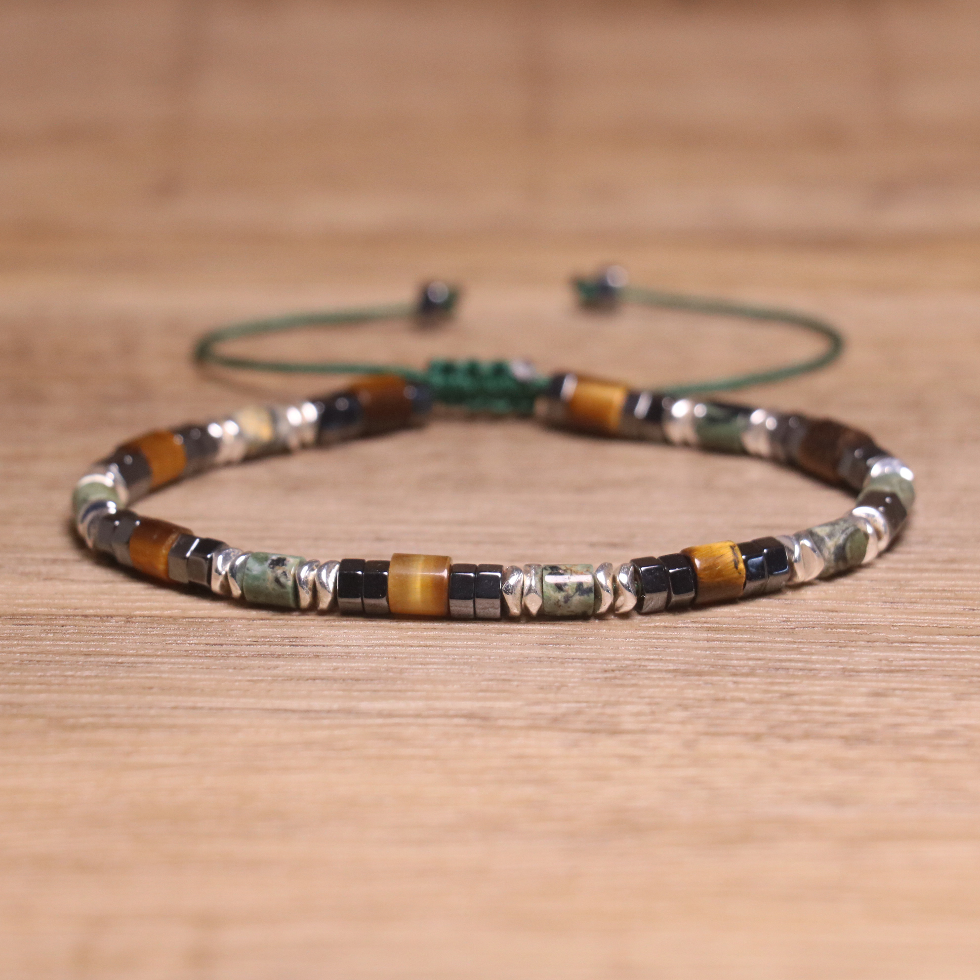 Jaspis, tygrysie oko, hematyt, bransoletka