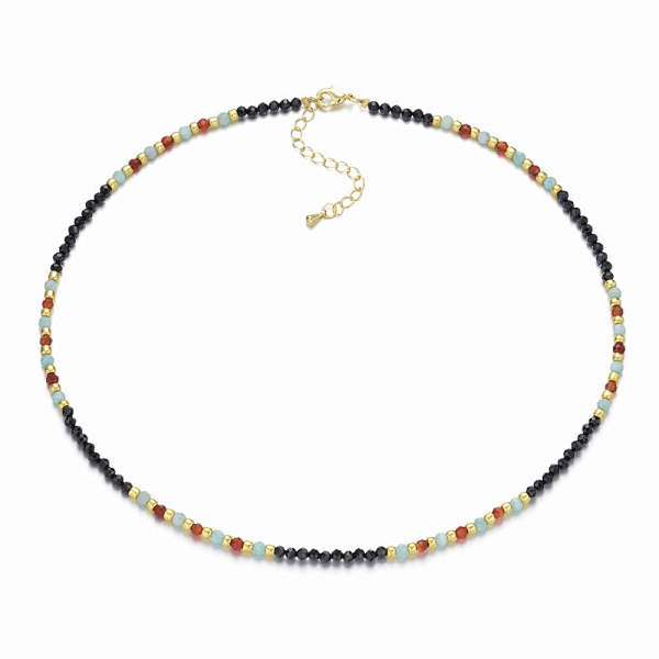 Naszyjnik - czarny turmalin, amazonit, karneol