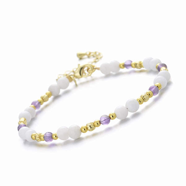 Ametyst i masa perłowa - bransoletka
