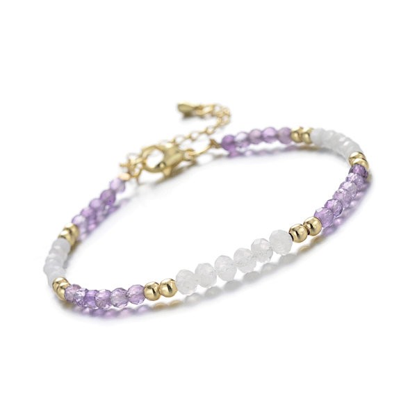 Bransoletka ametyst i kamień księżycowy