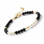 Czarny agat i perła słodkowodna - Bransoletka 2
