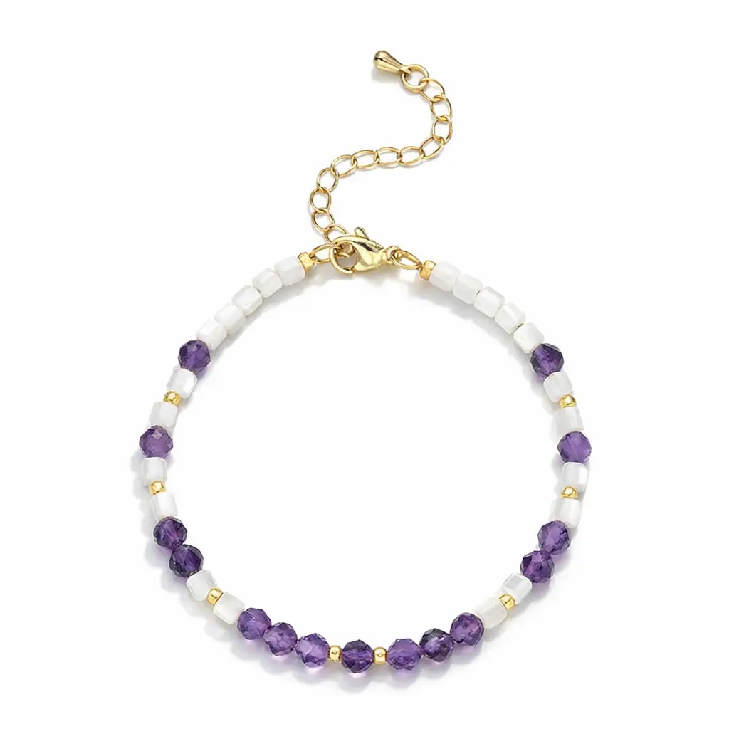 Bransoletka i ametystów i masy perłowej
