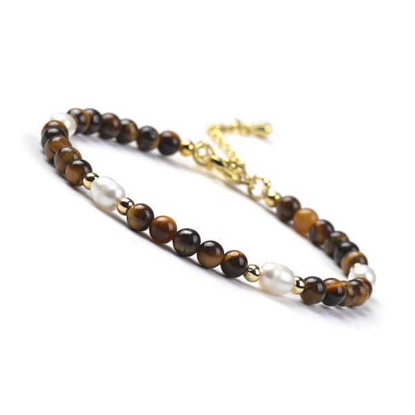 Bransoletka tygrysie oko i perła