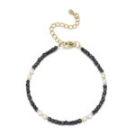 Czarny turmalin i perła słodkowodna - bransoletka