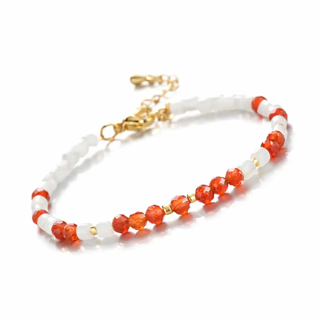 Karneol i perła - bransoletka