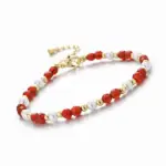 Karneol i perłowe koraliki- bransoletka