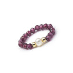 Pierścionek granat i perła słodkowodna