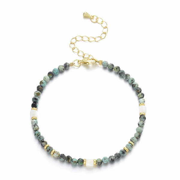 Turkus afrykański i perła słodkowodna - bransoletka