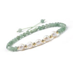 Zielony awenturyn i perła słodkowodna - bransoletka