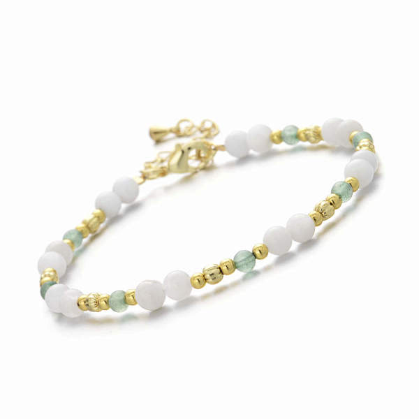 Zielony awenturyn i perłowe koraliki - bransoeltka