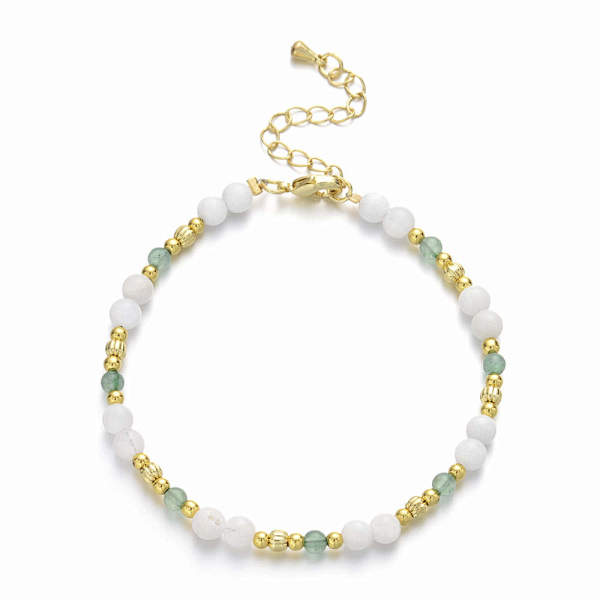 Zielony awenturyn i perłowe koraliki