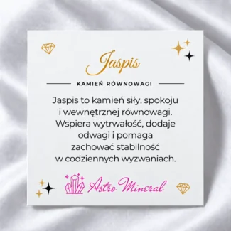 Karta z opisem właściwości kamienia Jaspis.