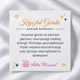 Karta z opisem właściwości kamienia kryształ górski