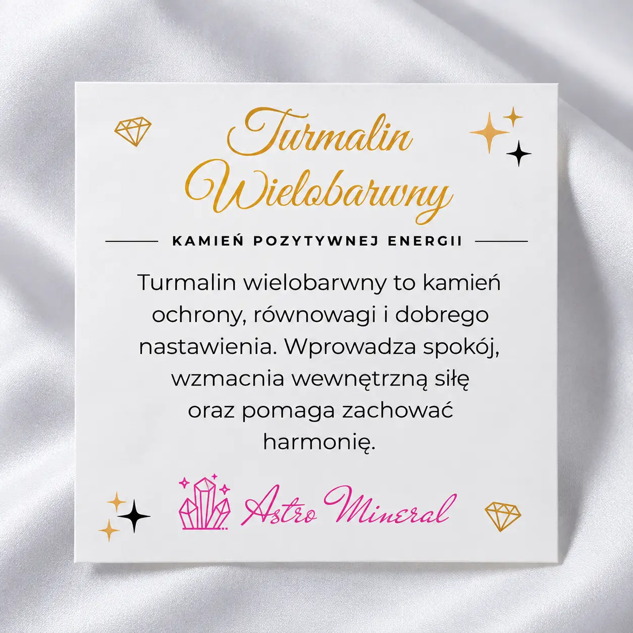 Turmalin wielobarwny - kartka z opisem właściwości kamienia Turmalin wielobarwny - kartka z opisem właściwości kamienia