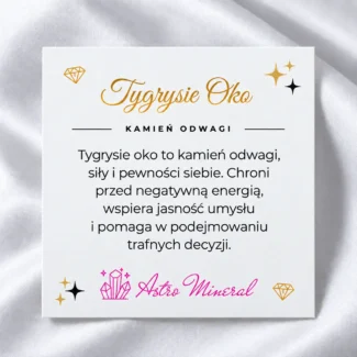 Karta z opisem właściwości kamienia Tygrysie Oko.