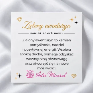 Karta z opisem właściwości Zielonego Awenturynu